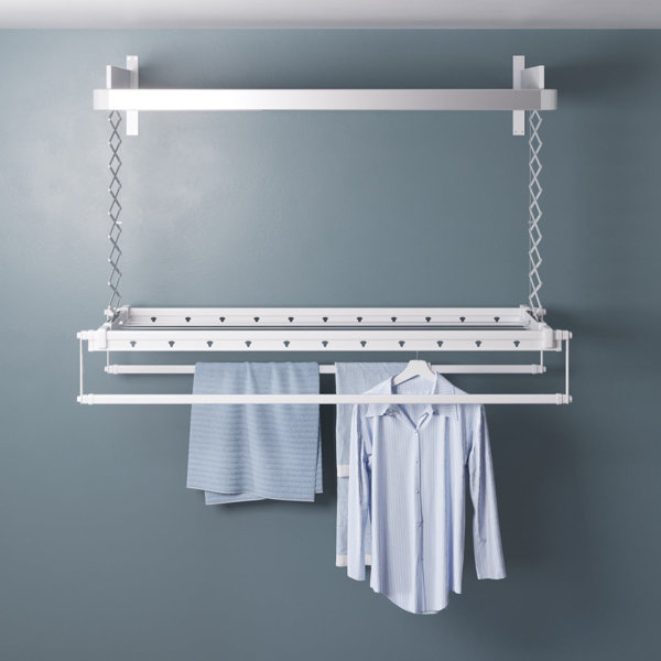 Foxydry WallMounted Heated RemoteControlled Clothes Drying Rack, Vertical Retractable Clothes